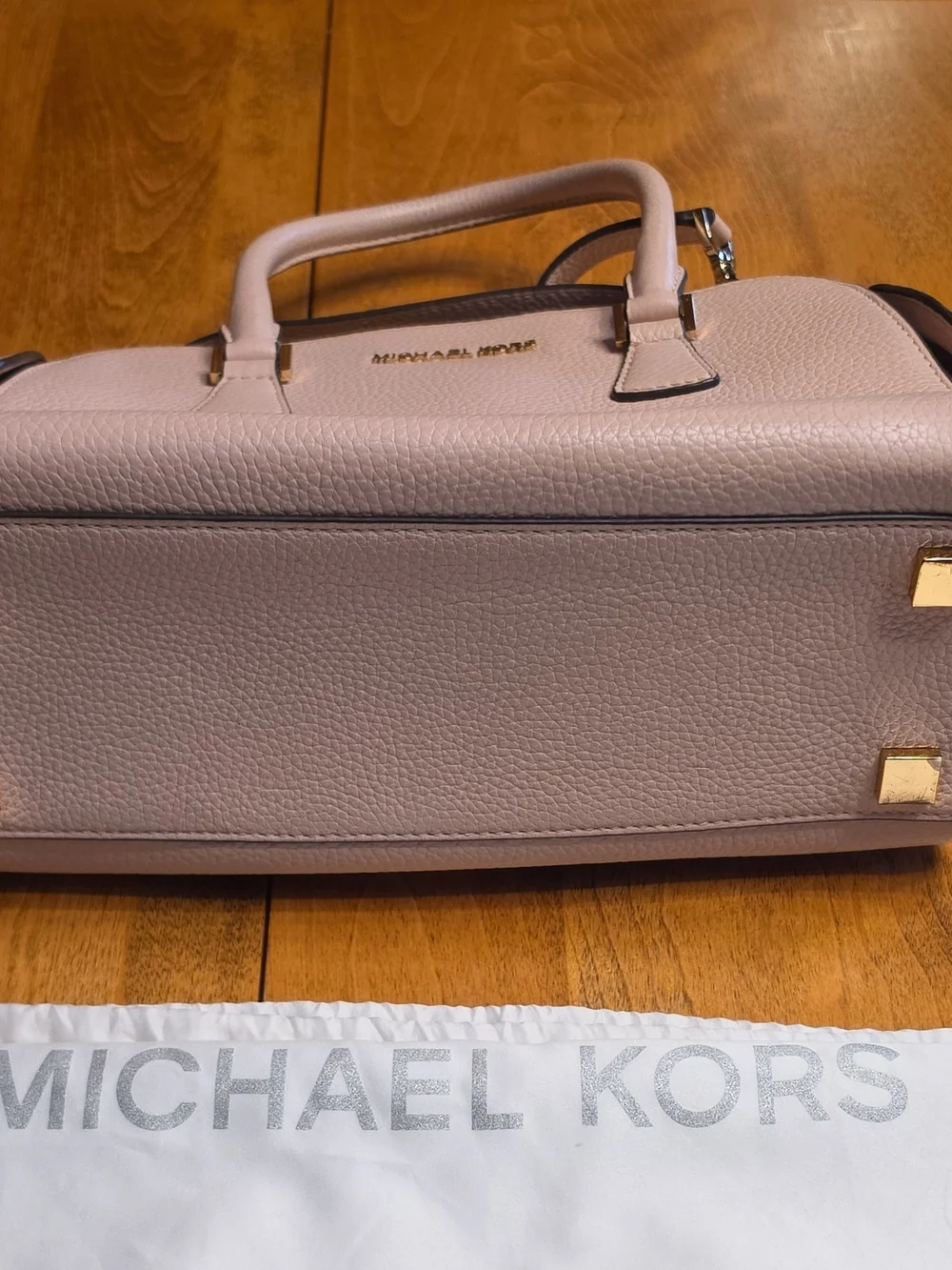 Michael Kors Pebbled Satchel in Blush Pink with Gold Hardware And Dust Bag